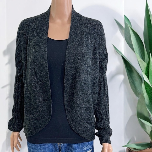 H&M Basic Charcoal Gray Mohair Ribbed Shrug Cardigan - Picture 2 of 15